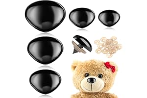 KALIONE 100 Pcs Large Safety Noses for Stuffed Animals, 15mm 18mm 22mm 24mm 30mm, Doll Noses with Washers Plastic Safety Noses for Crochet Animals Craft Puppet Plush Bear Accessories(Black)