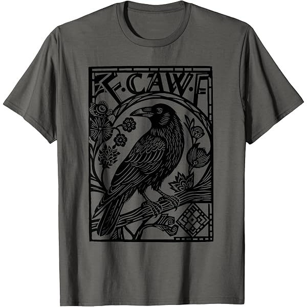 T-Shirt Uomo Corvo Nero E Luna – Stampa Gotica Divertente "F-Caw-F" – Cotone - Foto 2