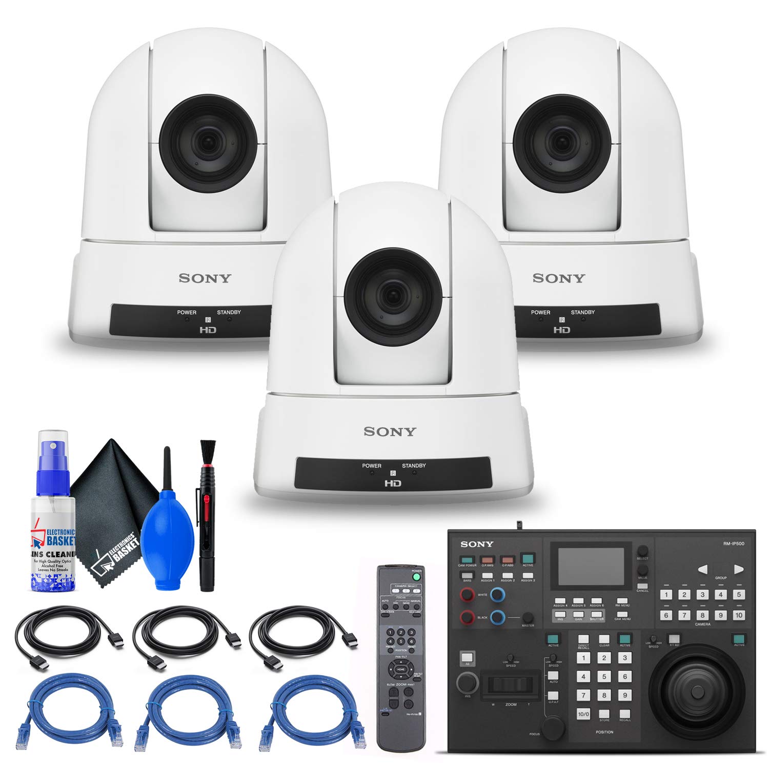 Sony RM-IP500/1 Professional Remote Controller + 3 x Sony SRG-300HW 1080p Desktop & Ceiling Mount Re