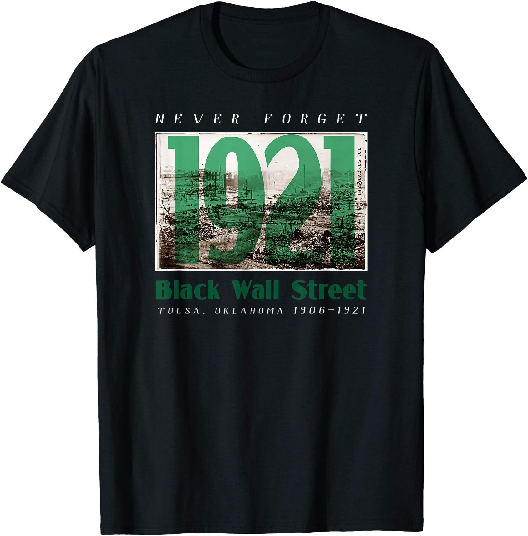 TheBlackest Co.Black Wall Street 1921 Greenwood Tulsa Oklahoma History T-ShirtOEKO-TEX STANDARD 100