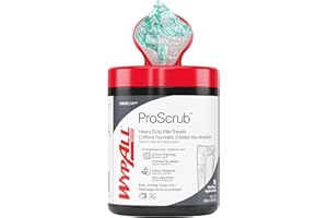 WypAll® PowerClean™ ProScrub™ Heavy Duty Wet Towels (58310), Dual Action Cleaning, Large 9.5" x 12" Wipes, Canister Included 