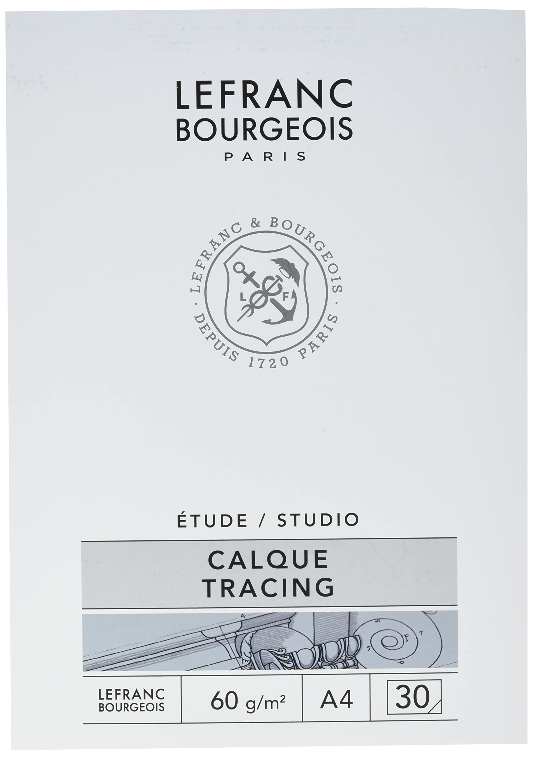 Lefranc Bourgeois Tracing Paper in Block, A4-30 Blatt Transparentpapier im, 60g/m²