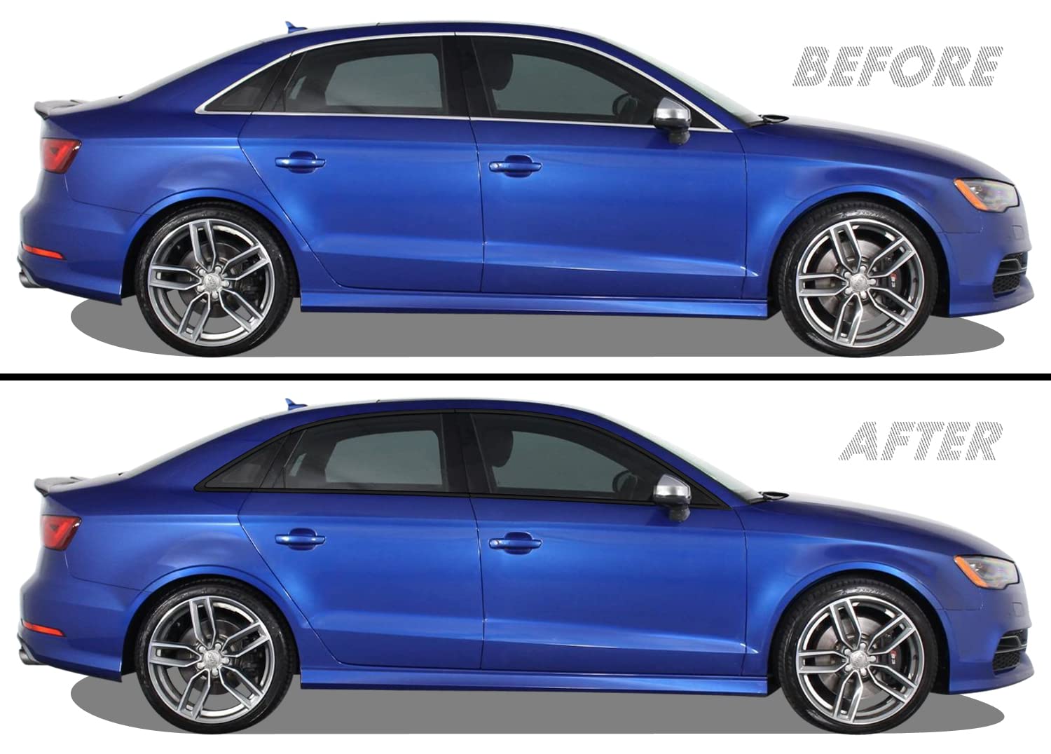 Photo 1 of SlickMod Chrome Delete Blackout Vinyl Overlay for 2014-2020 Audi A3 S3 Window Trim (Gloss Black)