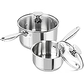 MICHELANGELO Stainless Steel Saucepan Set, 1QT & 3QT Saucepans with Lids, Nonstick Sauce Pan with Lid, Stainless Steel Pot Set 4 Pieces, Dishwasher Safe, Induction Compatible