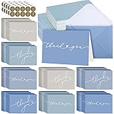 Supervitae 100 Pack Blue Thank You Cards Bulk with Envelopes and Stickers 3.5 x 5 Inch Thank You Cards for Baby Shower Wedding Bridal Shower Business Holiday