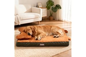 Orthopedic Dog Bed with Removable Headrest Bolster, Washable Pet Bed with Egg Crate Foam, Waterproof Dog Bed for Head & Joint