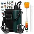 YONICOER Insulated Water Bottle 40oz,Triple Wall Vacuum Stainless Steel(Dishwasher Safe),Leak Proof & Non-BPA,Flask Jug with Paracord Handle & Straw Spout Lids Sports Green