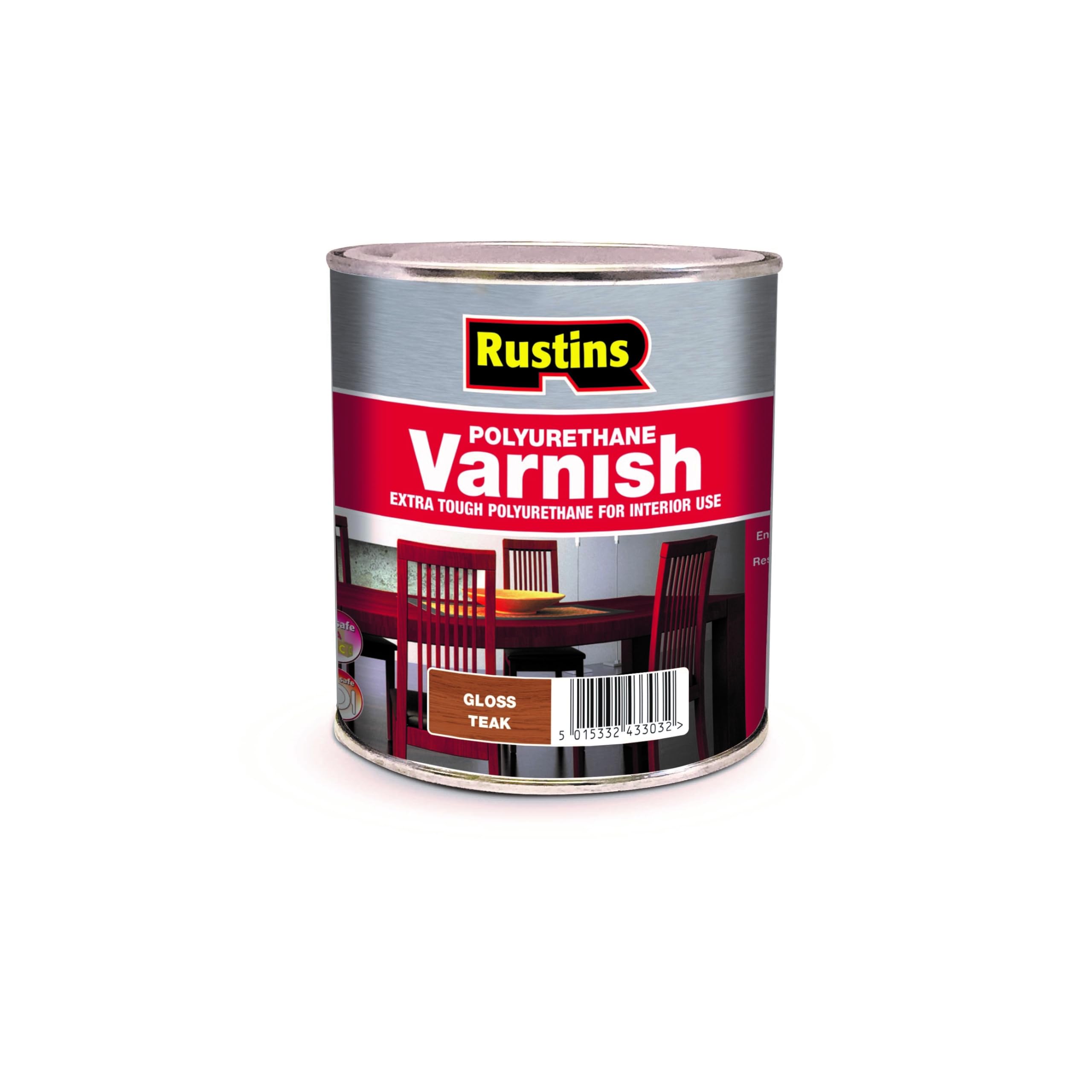 RUSTINS POGT500 Polyurethane Varnish, Teak Gloss, 500 ml