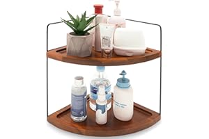 KOLWOVEN Bathroom Counter Organizer, 2 Tier Corner Bathroom Counter Organizer and Storage Skin Care Organizer Countertop Counter Corner Shelf for Kitchen, Bathroom Organizer (L - 9.8 X 9.8 X13.2 in)