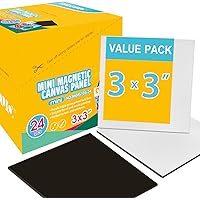 AUREUO Mini Magnetic Canvas Panel 3x3 Inch / 24 Pack - Small Square Flat Canvas Board with Magnet Back Art Gift Set - Bulk Pa