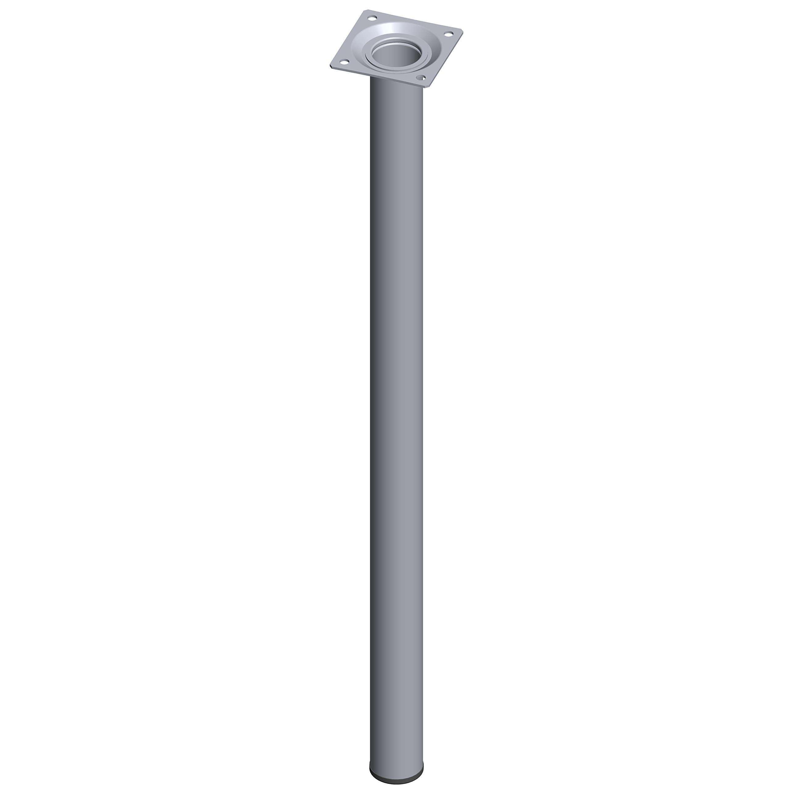 Element System Steel Pipe Feet Round Table Leg, Furniture Feet including Screw-On Plate, 18133-00349