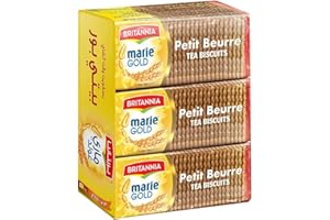 BRITANNIA Marie Gold Petit Beurre Cookies 15.87oz (450g) - Crispy Tea Time Snack - Delicious Healthy Grocery Cookies (Pack of 1)