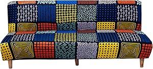 WOMACO Printed Futon Cover Stretch Sofa Bed Slipcovers Full Twin Queen Size Armless Couch Loveseat Protector Covers with Elastic Bottom for Living Room Bedroom Furniture (BLG, 70.8
