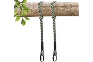 WWFFEN Heavy Duty Tree Swing Ropes, Hammock Tree Straps Hanging Kit, for Outdoor Swings Hammock Playground Set Accessories (7ft,85",Green,2Pack)