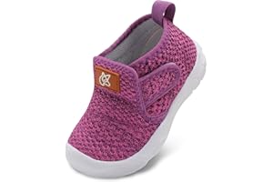 QFH Toddler Shoes Boys Girls Sneakers Comfy Barefoot Shoes Kids Adjustable Hook and Loop Walking Shoes Wide Toe Box Breathable Shoes