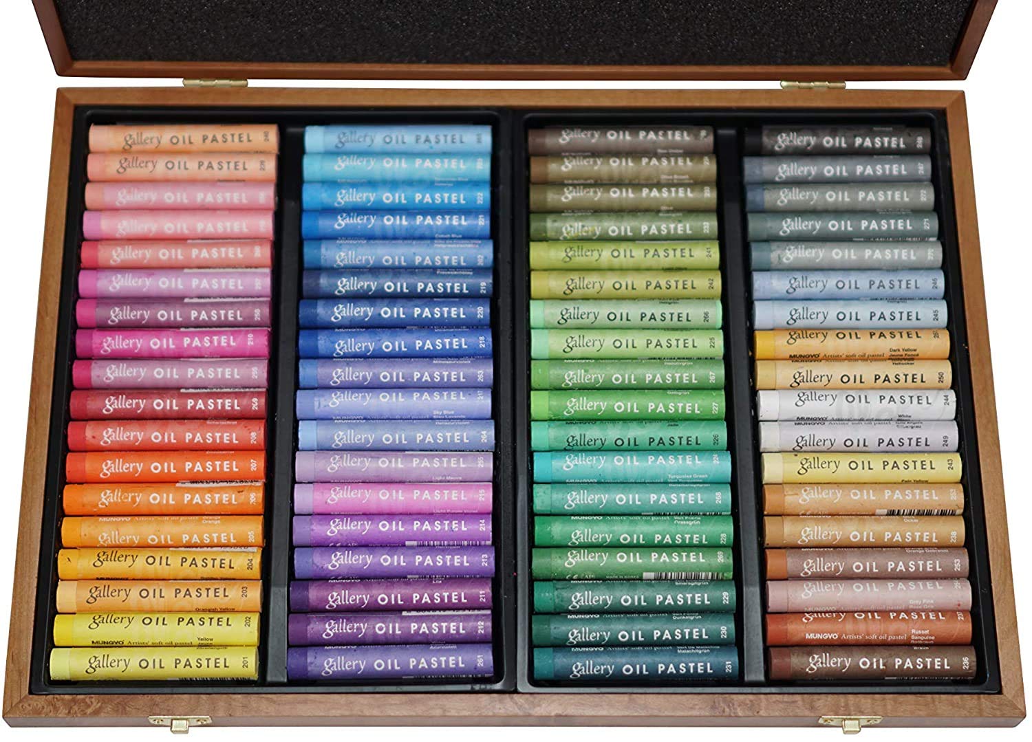 MUNGYO Gallery Professional 72-Color Soft Oil Pastel Set | Superior Blendability, Elegant Wooden Case