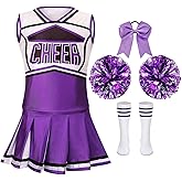 AGCOAH Girls Cheerleading Costume Classic Kids Cheerleader Uniform 5PCS Cheer Outfit Halloween Cosplay