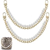 RAPUDA 2Pcs Pearl Purse Chain,Bag Purse Charms Chain for Handbags,Metal Purse Strap Extender Replacement for Handbags Crossbo