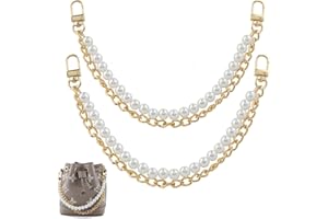 RAPUDA Purse Extender Chain,2 Pcs Bag Extender Chain,Pearl Bag Charms for Handbags,Metal Purse Strap Extender Replacement for Handbags Crossbody Shoulder Bag,Bag Accessories Charms(12.2"Gold)
