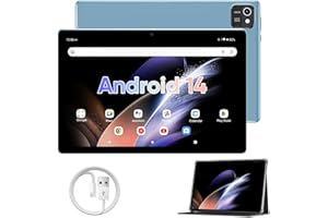 AIPROTABLET Tablet 10.1 inch Android 14 Tablet, 6GB RAM 64GB ROM 1TB Expand, Quad-Core Tablets with Case, 1280x800 IPS Touch Screen, 6000mAh, BT5.0, Dual Camera, GPS, WiFi (Blue)