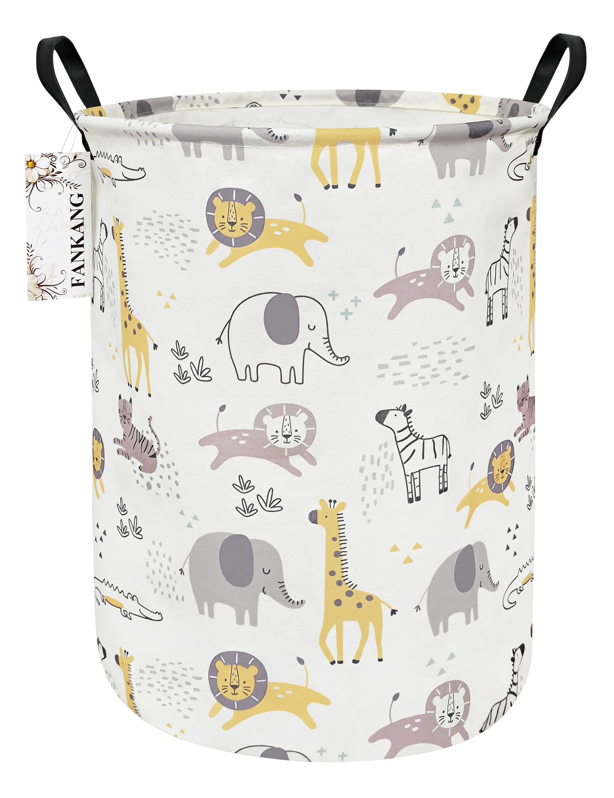 FANKANG Laundry Hamper Storage Bins Nursery Hamper Canvas Foldable Large Storage Baskets for Kids Toys Room, Nursery, Home,Gift Basket, Office, Bedroom, Clothes(Round Cute animals) — image 1