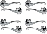 XFORT 4 Pack Door Handle on Rose Polished Chrome Internal Lever
