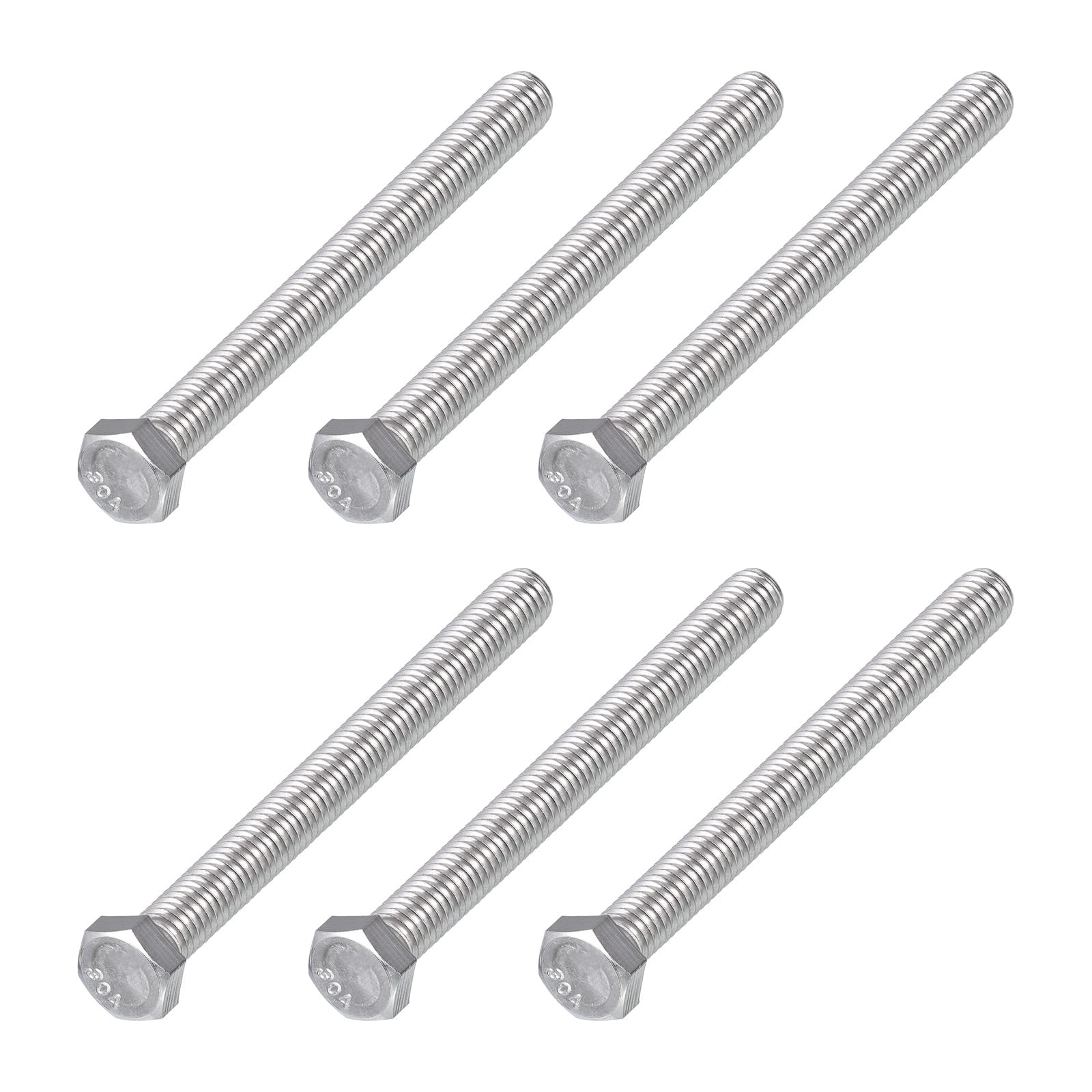METALLIXITY Hex Head Bolts (3/8-16 x 4") 6Pcs, 304 Stainless Steel 18-8, Fully Threaded, External Hex Drive, Plain Finish, Hex Head Screw Bolt, Silver — image 1