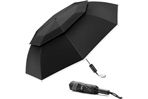 Urvoix Travel Umbrella Compact Windproof - Vented Double Canopy Umbrellas for Rain, Portable Umbrella Inverted Automatic Open Close with Reflective Strip