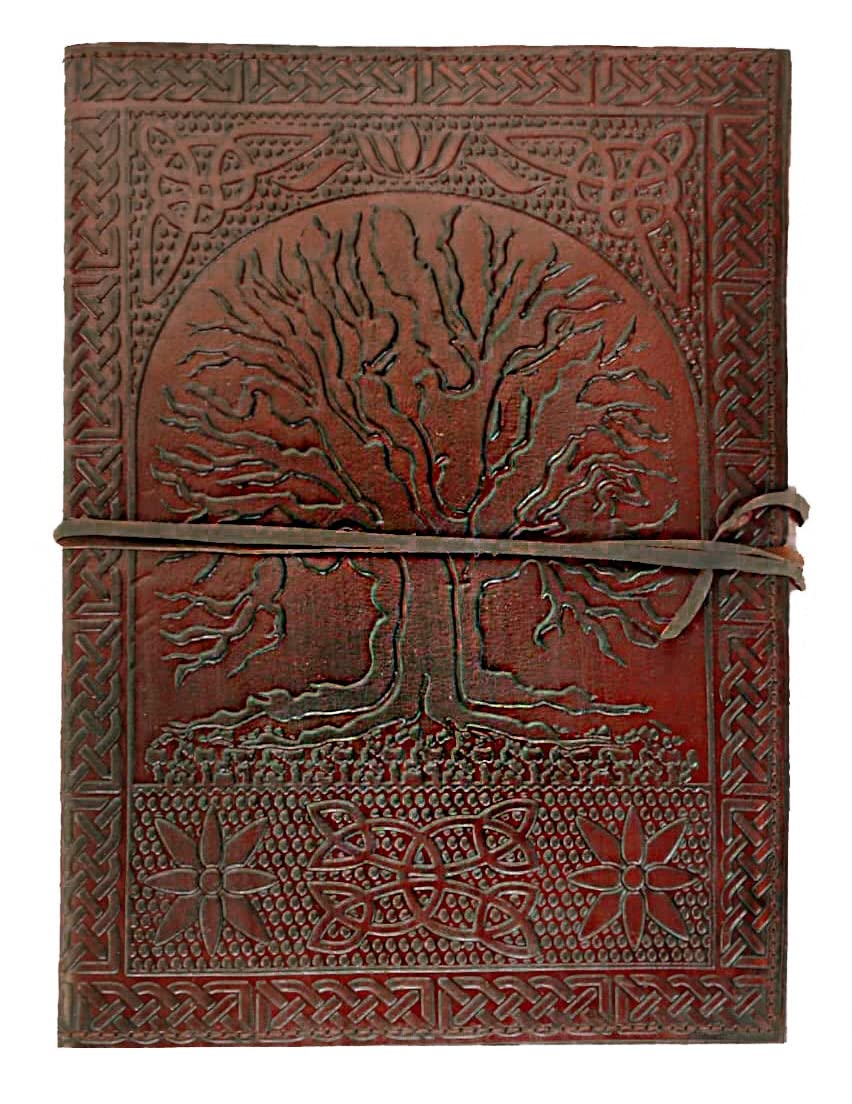 HG-LTHR 18 cm Tree of Life Leather Blank Book grimoire Leather Journal Book of Shadows Spell Book Leather Diary Journal Notebook Sketchbook Gift for Artists