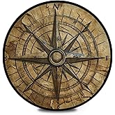 DNOVING Round Rugs 3Ft Vintage Nautical Compass Soft and Durable Suitable for Office Living Room and Bedroom Decor RA-3386721