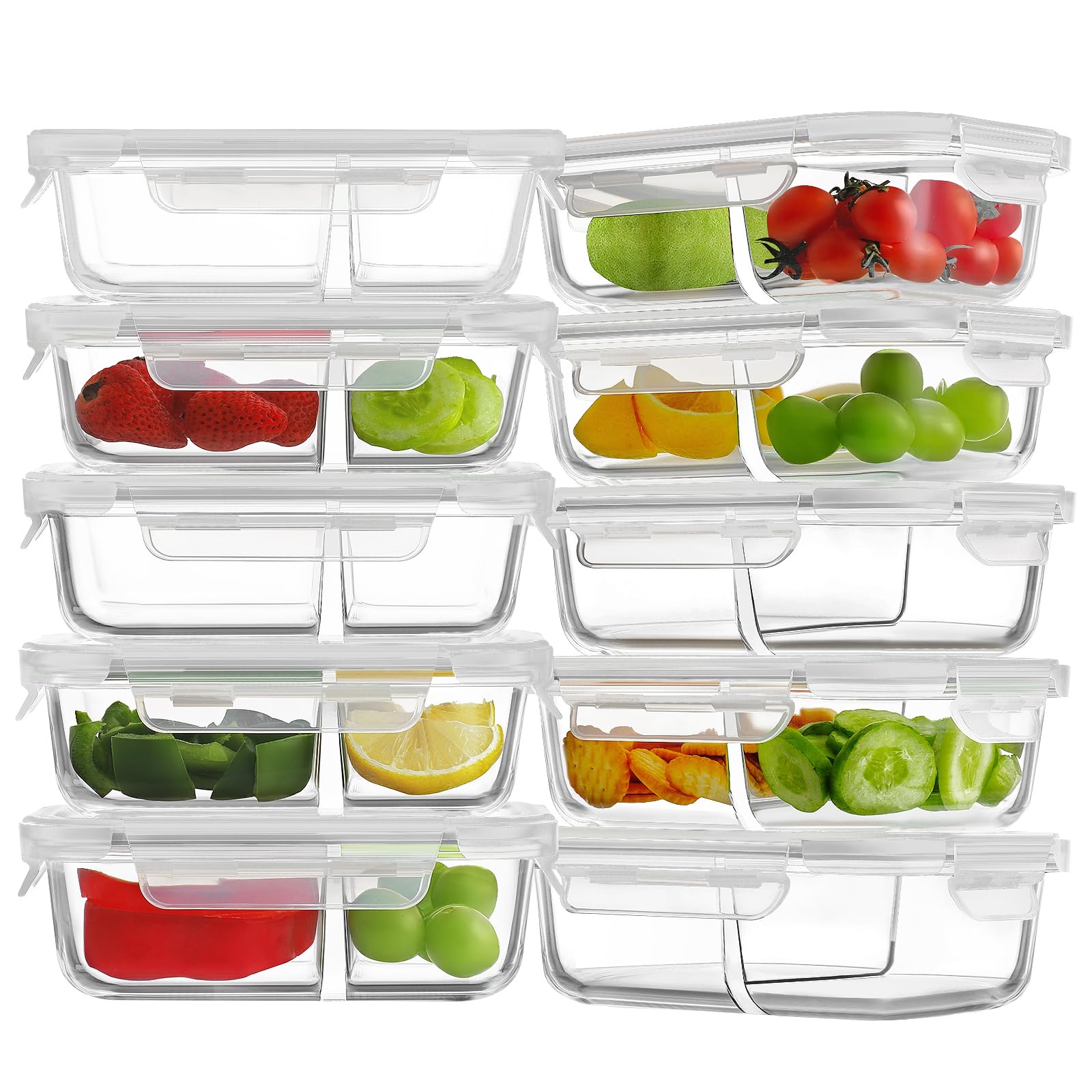 HOMBERKING 10 Pack Glass Meal Prep Containers 2