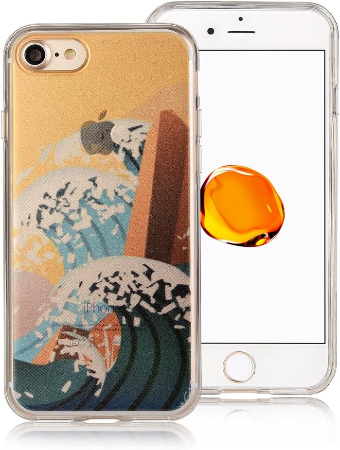 iPhone 7 case,COSANO Premium Quality UV Print Semi-Transparent Hard PC Back Cover+Shock Absorbing Soft Bumper Protective Case for 4.7 inches iPhone 7(2016) (Surf 7)