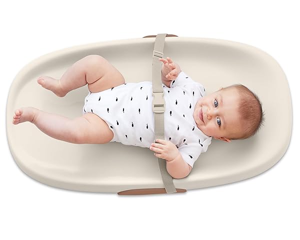 SKIP HOP BABY CHANGING PAD NURSERY STYLE WIPE-CLEAN CONTOURED WITH CUSHIONED FOAM, NON-SKID BASE, BUILT-IN SAFETY BELT & TUCK-AWAY TOY BAR, OAT