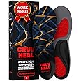(New) Work Orthotic Insoles - Anti Fatigue Medium Arch Support Shoe Insert Men Women - for Plantar Fasciitis Flat Feet Leg - Relieve Foot Pain - Work Boot Insoles Standing All Day (L, Blue Lines)