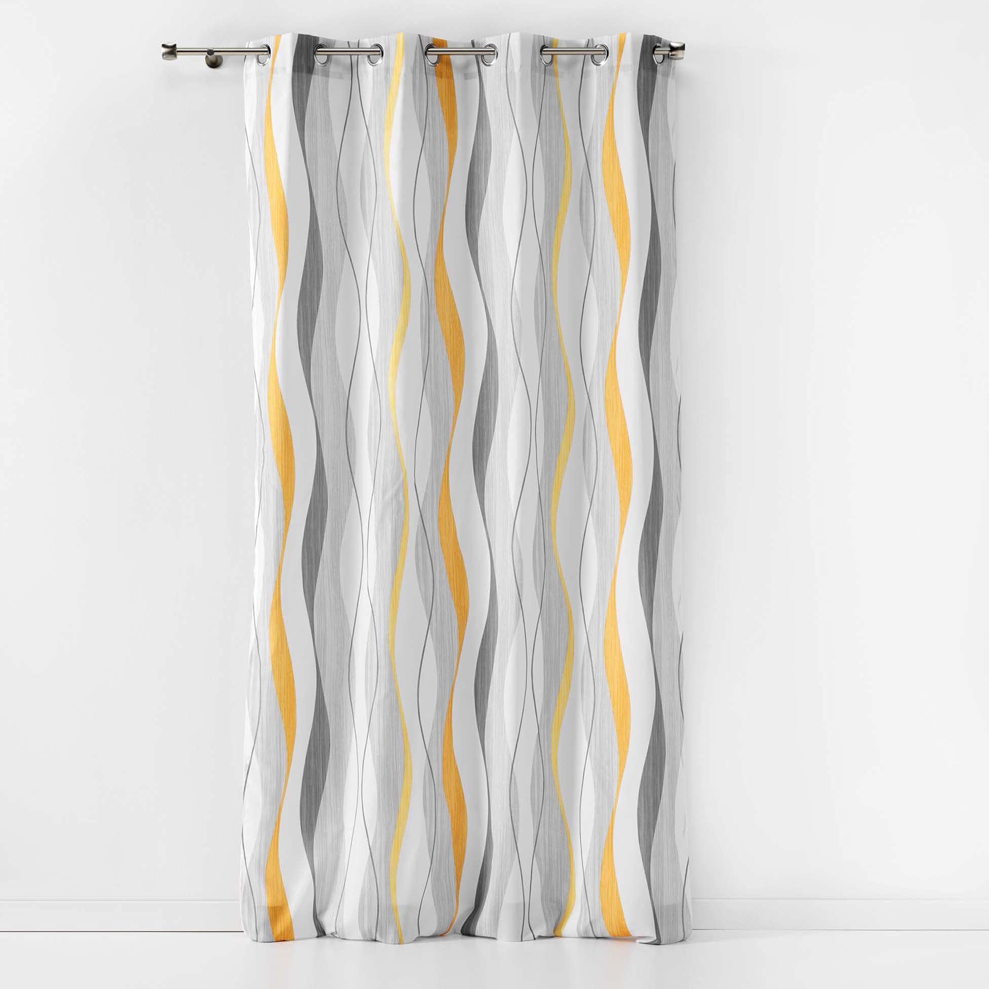 Douceur d'Intérieur Ondulys Yellow Eyelet Curtain 140 x 260 cm