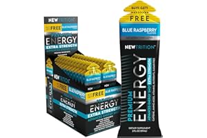 Extra Strength Energy Shot by NewTrition | 250mg Caffeinated Energy Shot | B-Vitamins & Amino Acids | Long Lasting | Sugar Free | 2-FL OZ | 24-Count (Blue Raspberry)