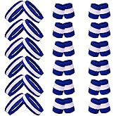 36 Pcs Wrist Sweatband Set Sports Headband Wristband Set for Men Women Party Sports Cotton Headbands Athletic Sweat Bands for Tennis Football Gym Workingout Accessories