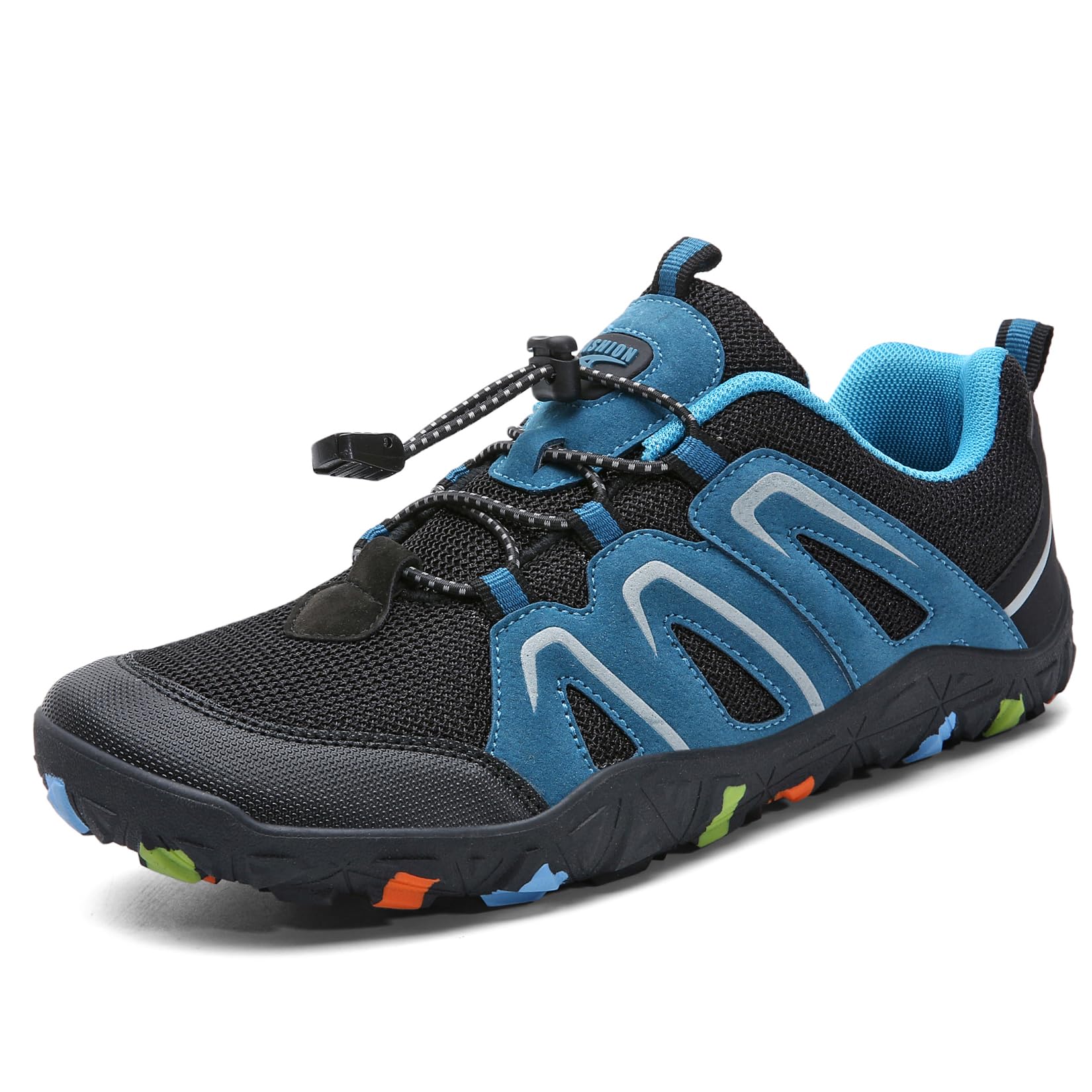 Photo 1 of **TOP LACE TAB HOLDER BROKEN LEFT SHOE** ASHION Boys Running Shoes | Barefoot Shoes | Wide Toe Box | Lightweight Athletic Walking Hiking Sneakers Blue Grey Size EU38