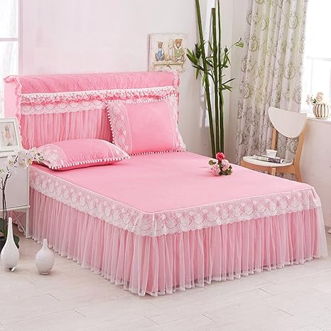 Amazon Vancy Homeベッドスカート レース 可愛いプリンセス風 ベッドシーツ 四季適用 綿100 ロマンチック １枚 セミダブル 150 0 45cm ピンク ベッドスカート オンライン通販