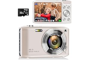 HIACINTO Digital Point and Shoot Camera, Compact Digital Camera with 2.88' IPS Screen 48MP 4K for Photo and Video, Small Digital Camera Support 16X Zoom Macro Mode and Flash, Beginner Camera for Teens (Gold)