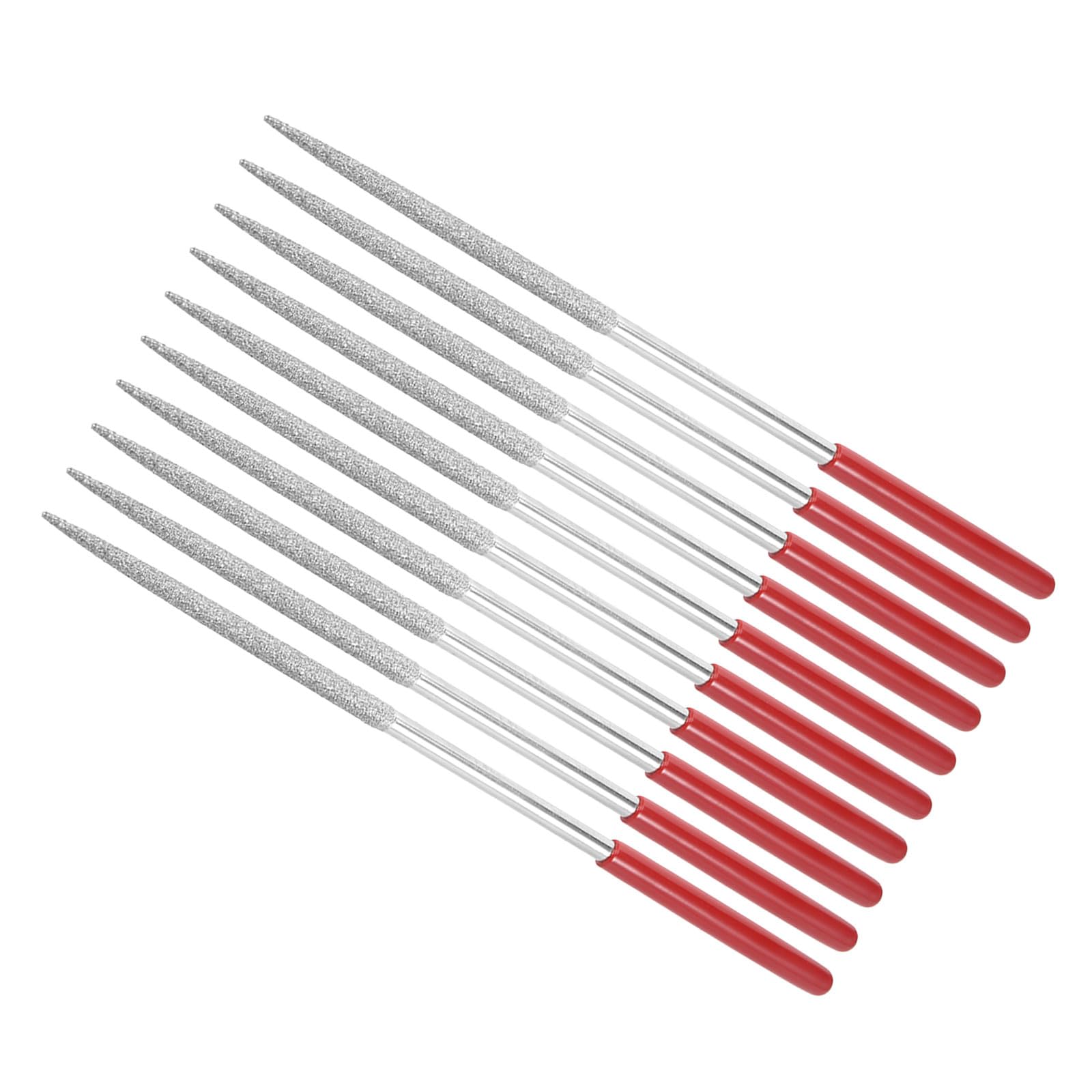 CoCud Diamond Coated Needle File, | 150 Grit 5mm Shank 180mm Length|, Diamond Round Files Sharpening Tool - (Applications: for Metal Glass Stone), 10-Pieces