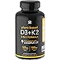 Vitamin D3 + K2 with Organic Virgin Coconut Oil | Plant-Based Vegan D3 (5000iu) with MK7 Vitamin K2 (100mcg) from…