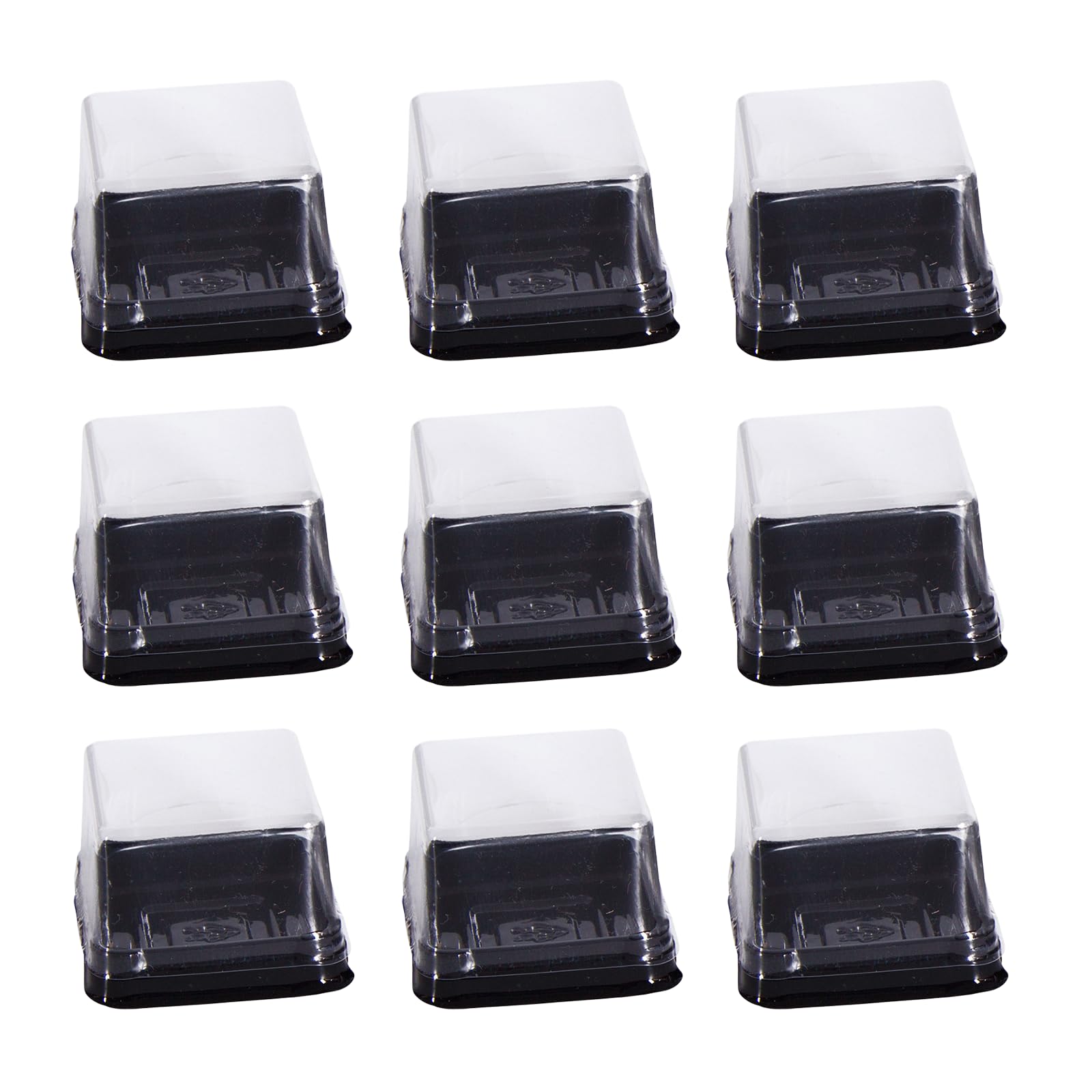 Photo 1 of 50 Pcs 2.28inch/5.8cm Plastic Single Individual Cupcake Container Mooncake Muffin Dome Holders Cases Boxes Container Cupcake Boxes for Wedding Birthday Party (Square,Black)