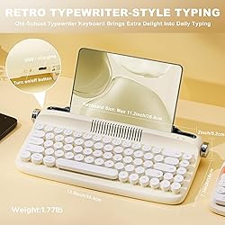 YUNZII Upgraded Wireless Typewriter Keyboard, Retro