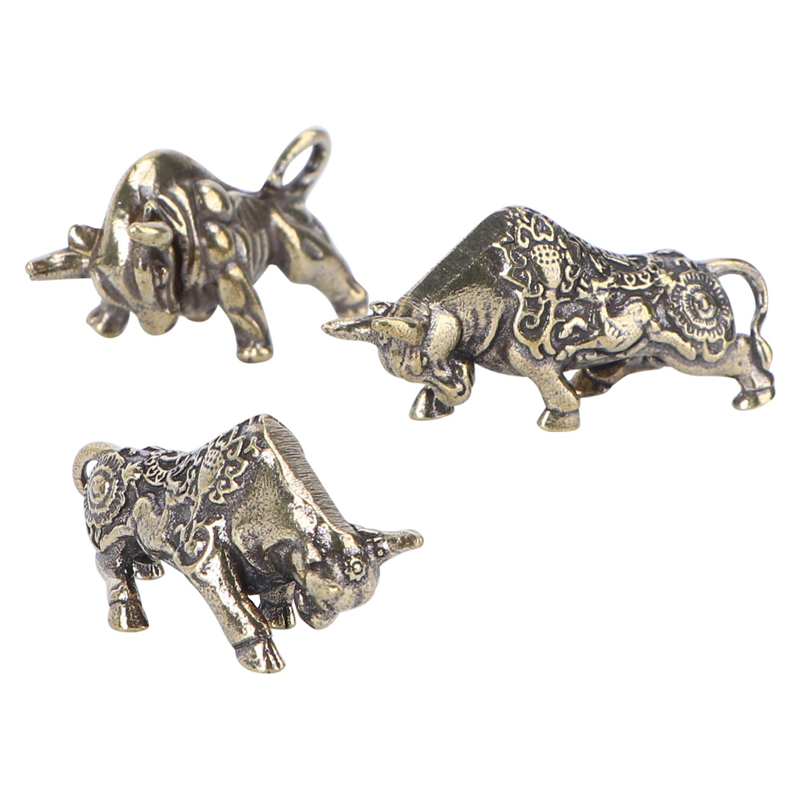 BESPORTBLE 3pcs Creative Cattle Pendant Key Chain Accessory Unique Home Decor and Stylish Pendant Decoration Golden for