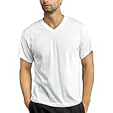ToBeInStyle Men's Pack of Relaxed Fit Short Sleeve V-Neck White T-Shirts