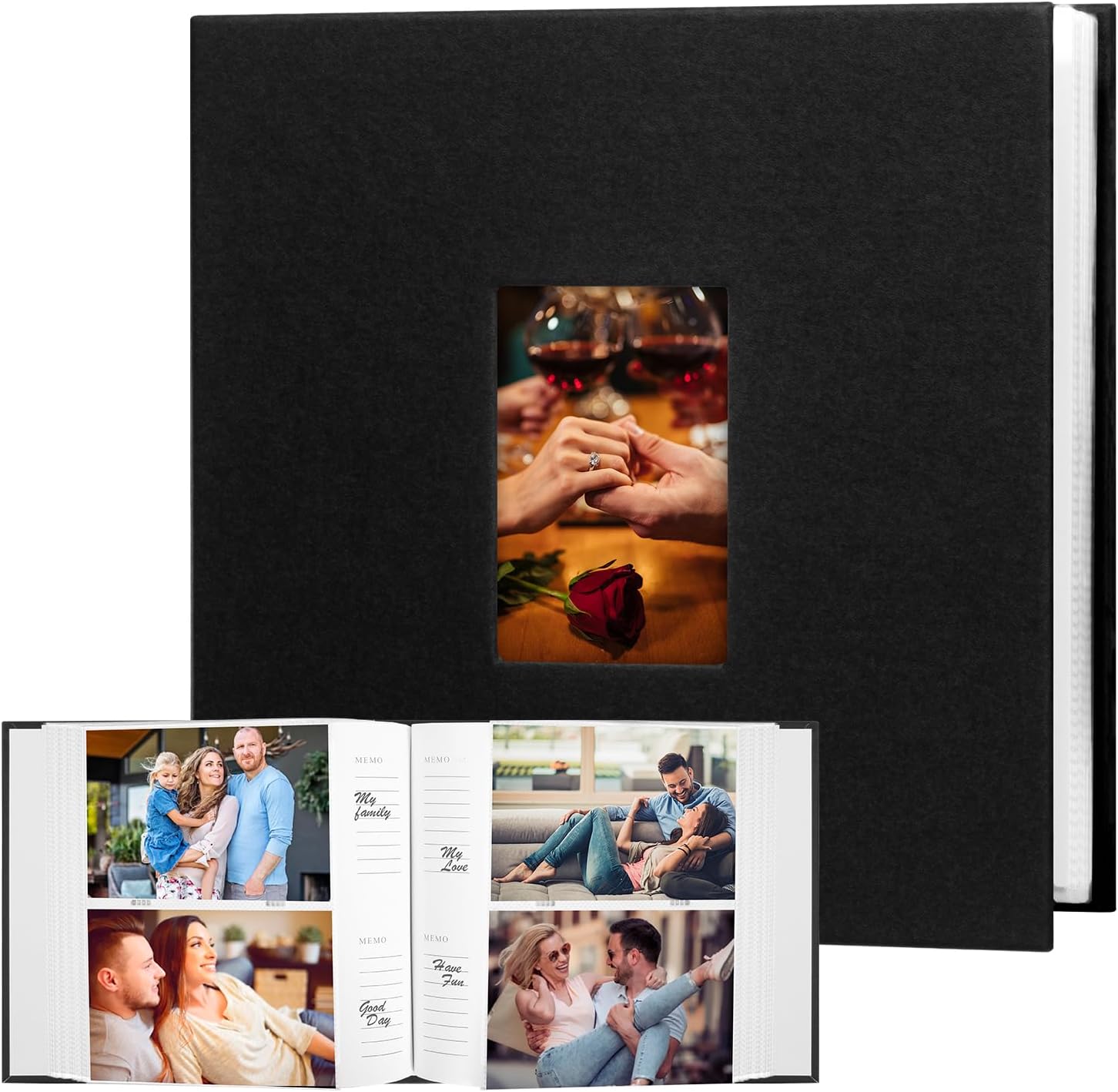 Photo Albums, Frames & Accessories - Photo Album 4x6 240 Photos with Writing Space, 4x6 Photo Album Leather Cover with Front Window, 4x6 Picture Album, 240 Photos 4x6 Photo Album Book for Wedding Kids Travel Family Baby Pictures (Black)