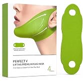 Lunarella V Lifting Chin Mask, Cactox Collagen Double Chin Lifting Band | Double chin &amp; jawline tightening | Facial puffiness reduction | Cooling comfort design | 4 pcs