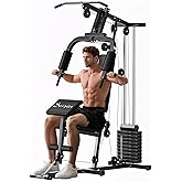Soozier Home Gym Equipment Weight Training Machine, Multifunction Workout Machine with 143lbs Weight Stack for Full Body Work