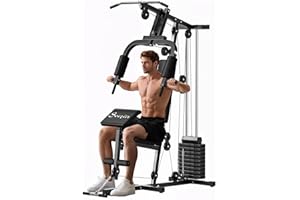 Soozier Home Gym Equipment Weight Training Machine, Multifunction Workout Machine with 143lbs Weight Stack for Full Body Work